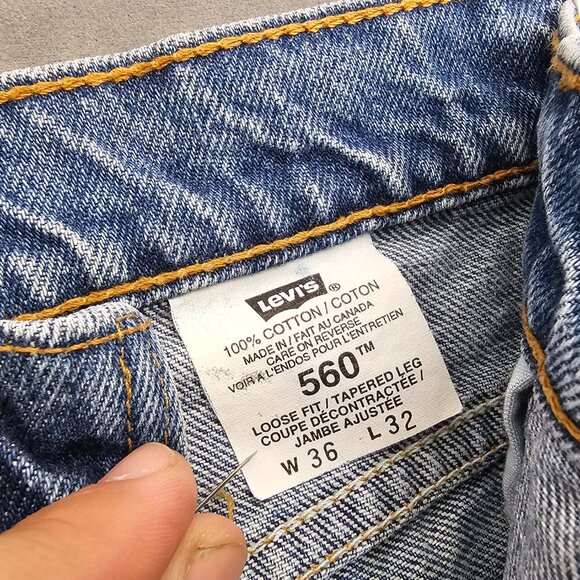1991 Vintage Levis 560 Jeans Mens 34 x 32 Loose Fit Tapered Leg Blue Denim A3-34 - Picture 5 of 5